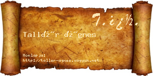 Tallér Ágnes névjegykártya
